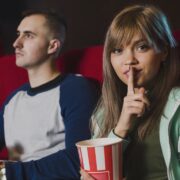 girl shutting up cinema boy friends