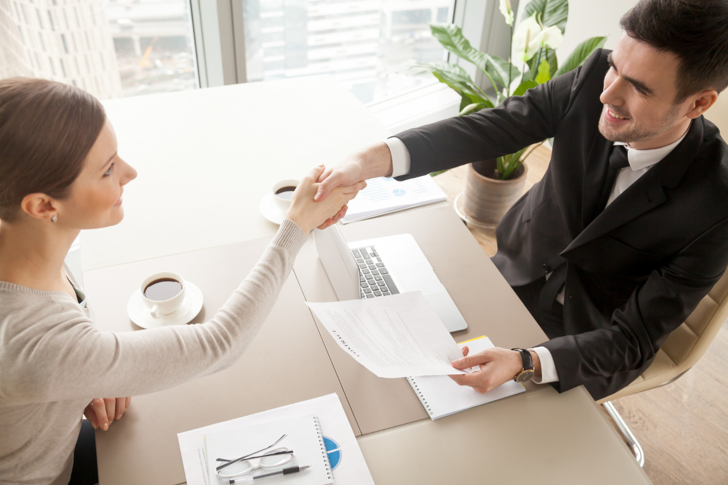 shaking hands office
